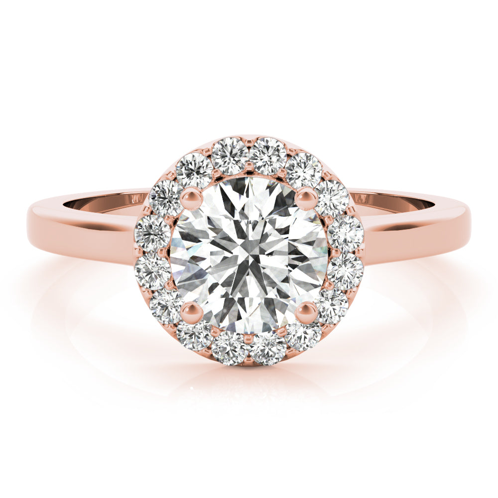 14K Rose Gold 1 ct Diamond Halo Engagement Ring