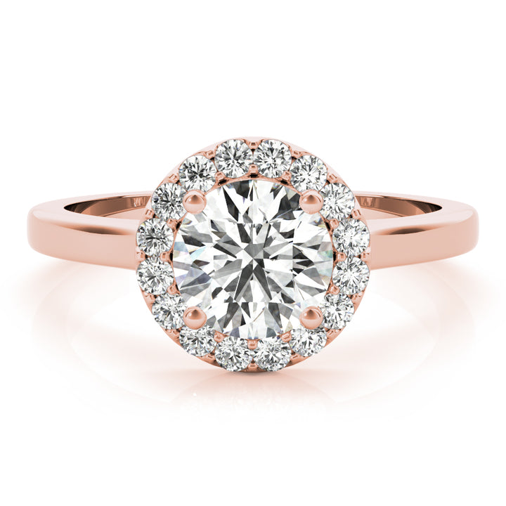 14K Rose Gold 1 ct Diamond Halo Engagement Ring