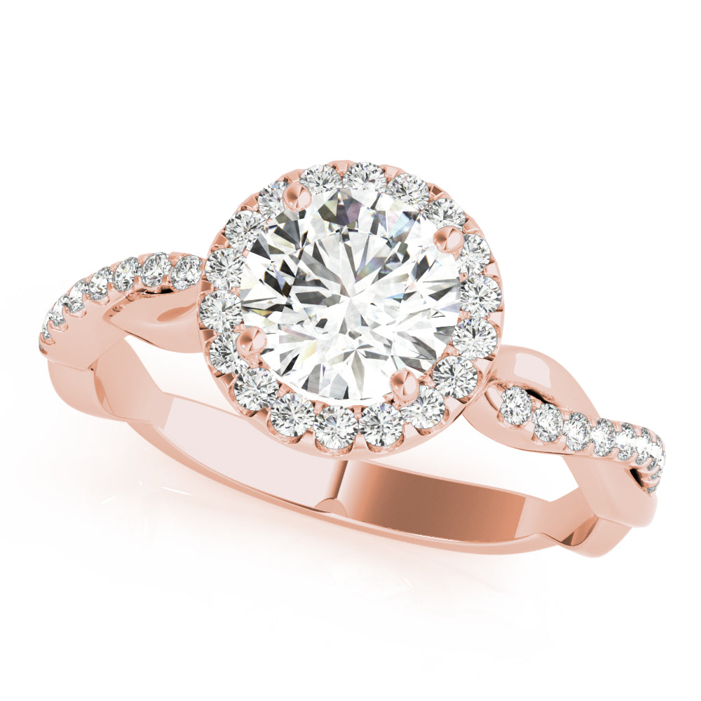 14K Rose Gold 1 CT Diamond Halo Engagement Ring