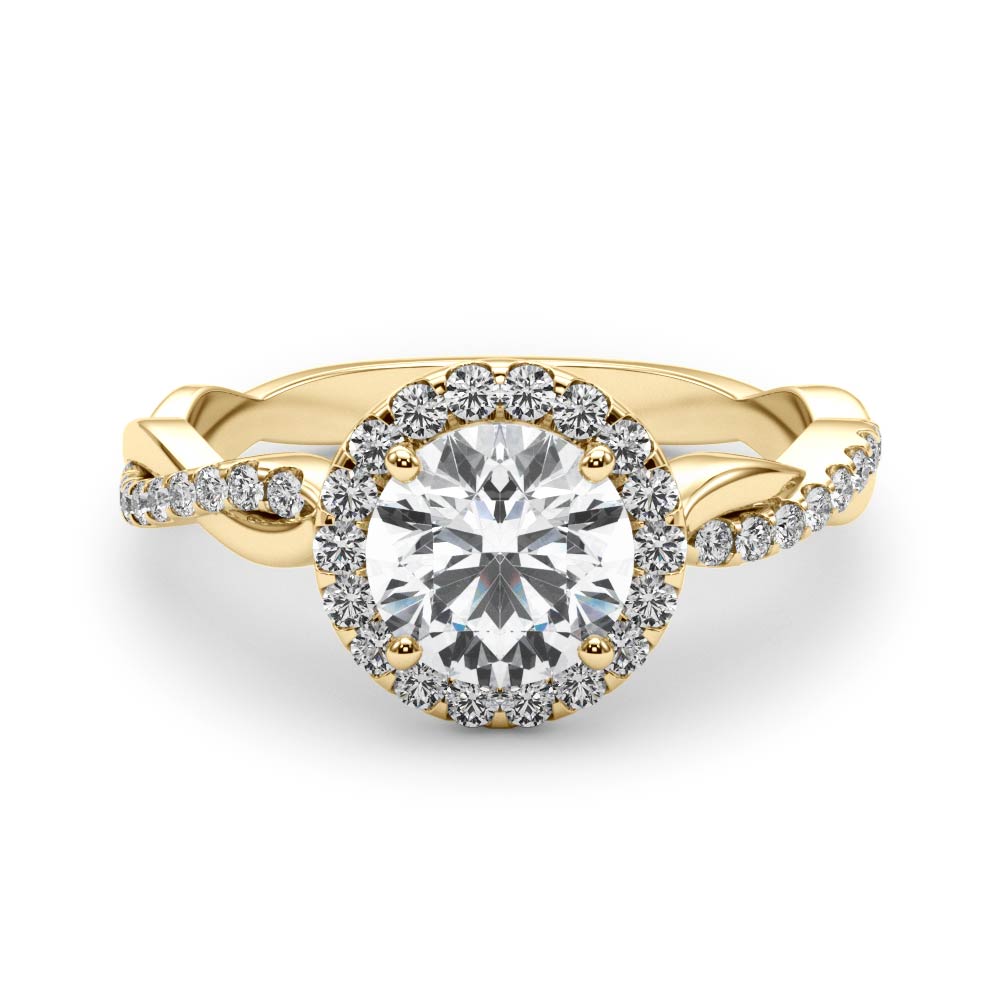 14K Yellow Gold 1 CT Diamond Halo Engagement Ring