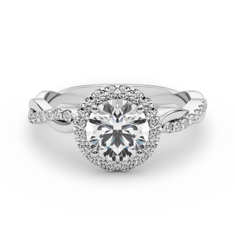 Premium Round Diamond Halo Engagement Ring