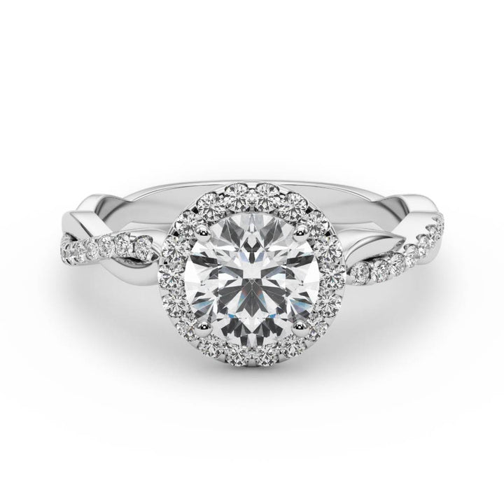 Premium Round Diamond Halo Engagement Ring