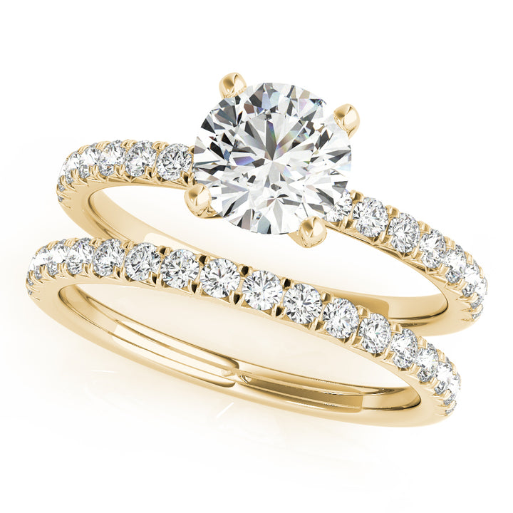 14K Yellow Gold 1 ct Diamond Single Row Engagement Ring