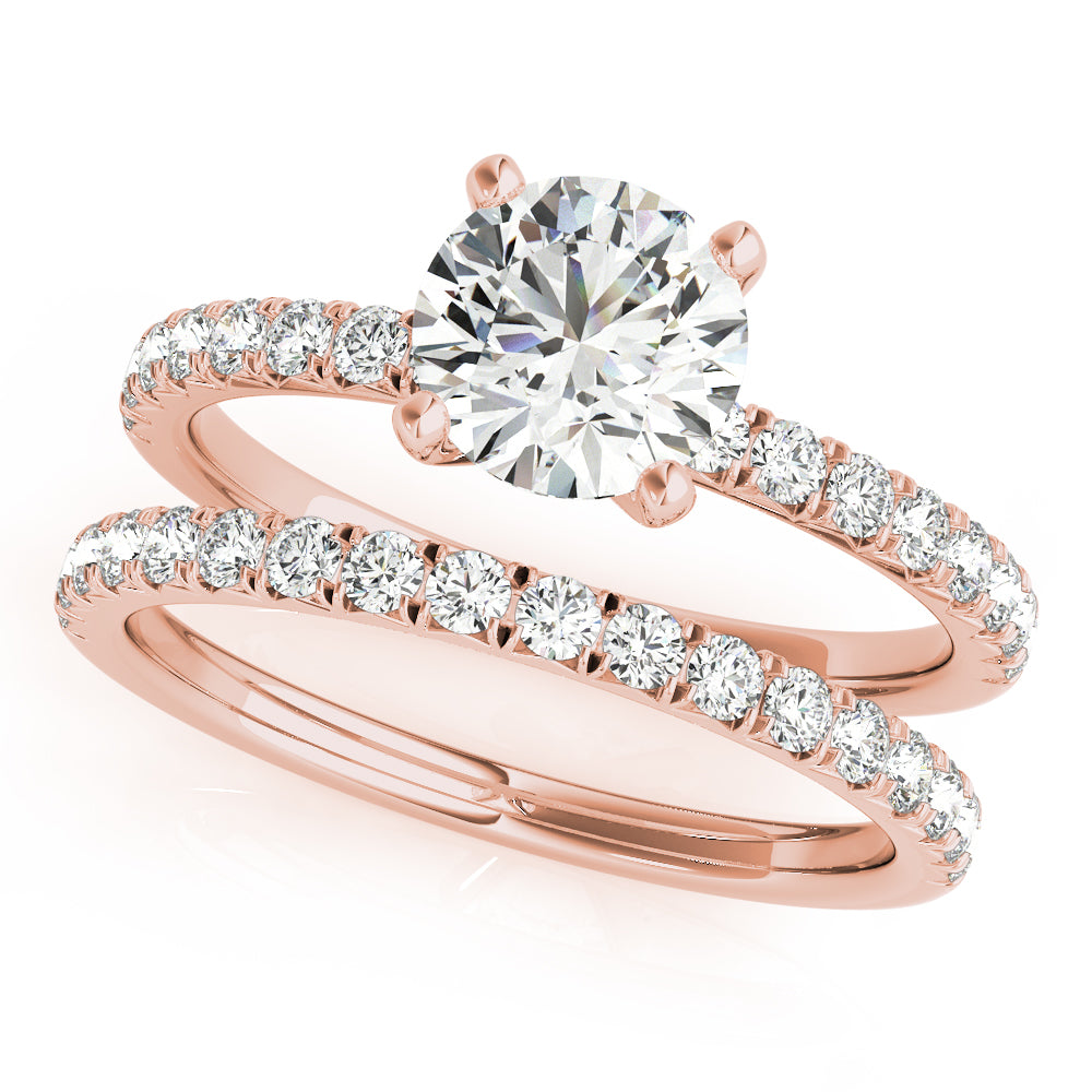 Rose Gold 1 ct Diamond Single Row Engagement Ring