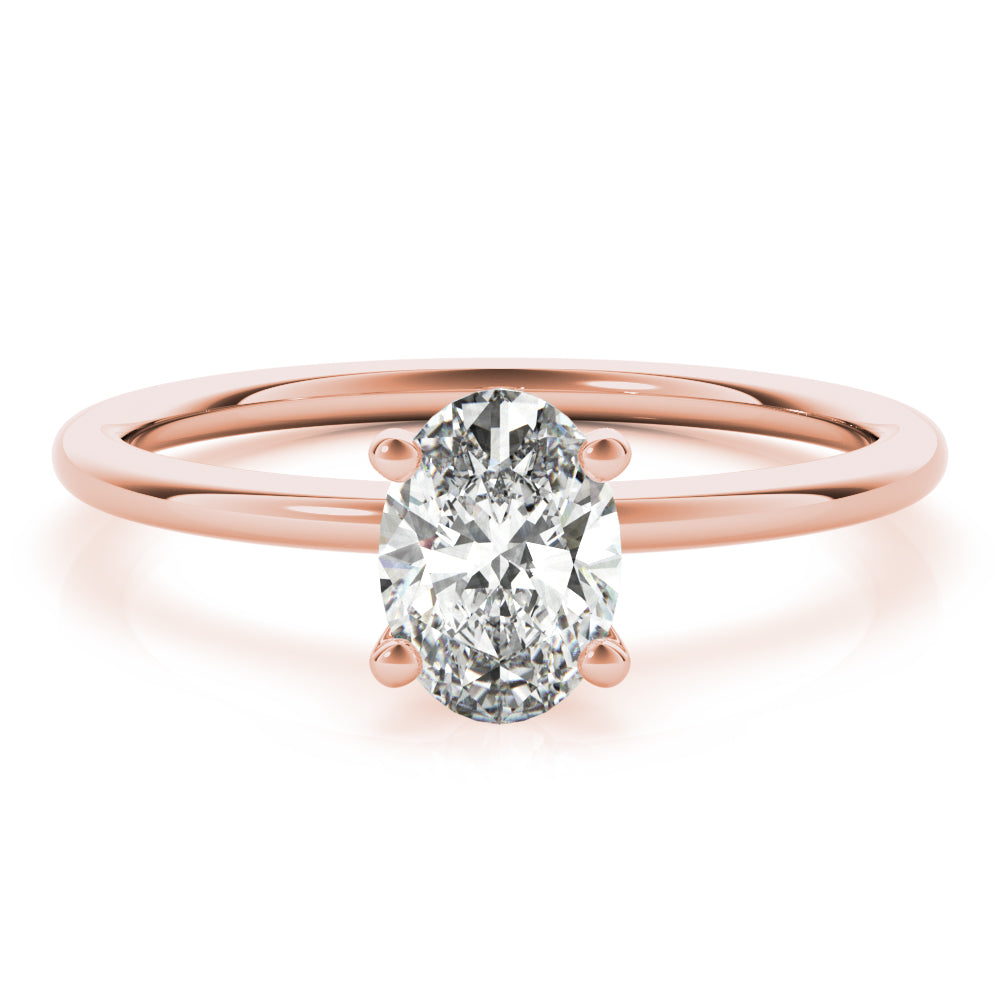 14K Rose Gold 1/4 CT Oval Diamond Engagement Ring