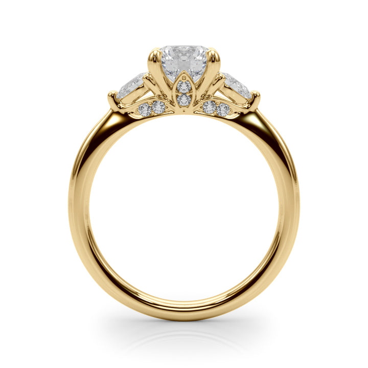 14K Yellow Gold Lab Diamond 3-Stone Ring