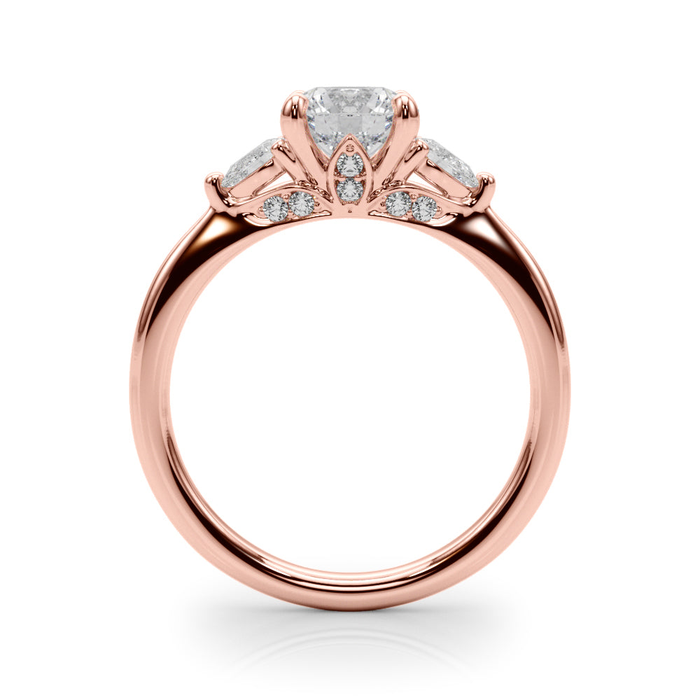 14K Rose Gold Lab Diamond 3-Stone Ring