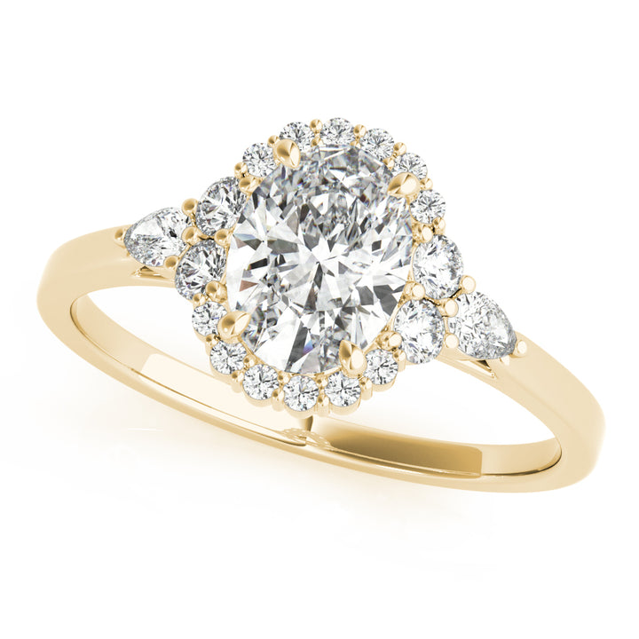 14K Yellow Gold Oval Diamond Halo Engagement Ring