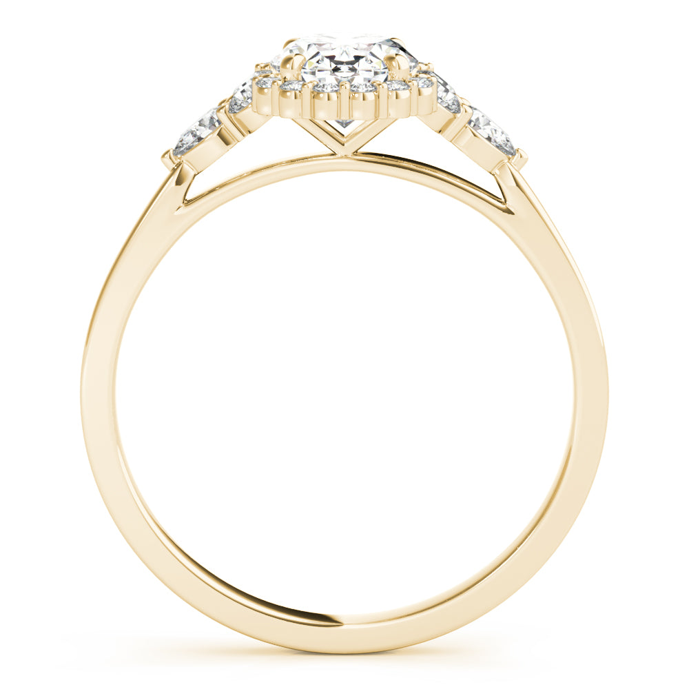 14K Yellow Gold Oval Diamond Halo Engagement Ring