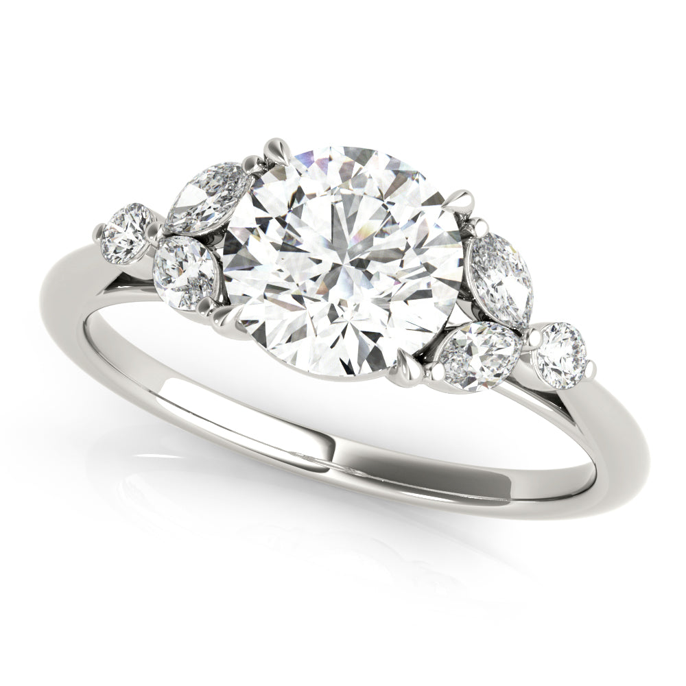 Round Diamond Engagement Ring with Marquise Accents