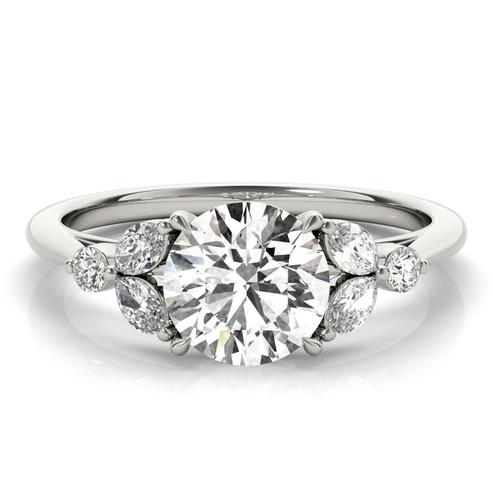 Round Diamond Engagement Ring with Marquise Accents