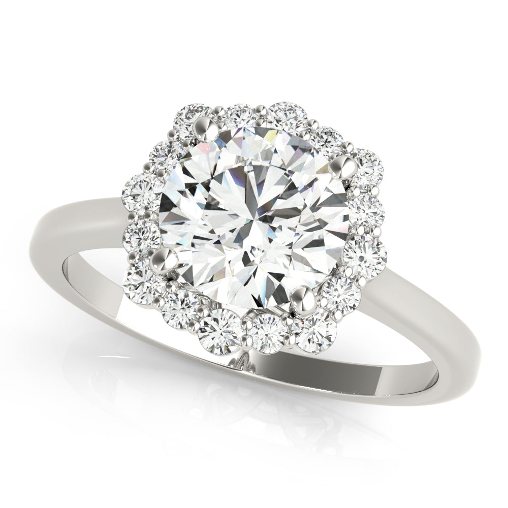 Round Diamond Halo Engagement Ring
