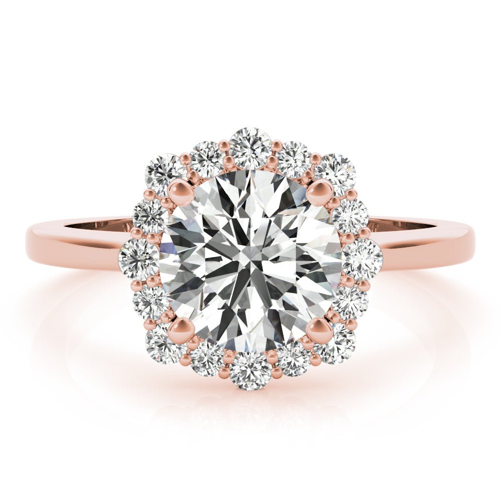 14K Rose Gold 1 CT Diamond Halo Engagement Ring