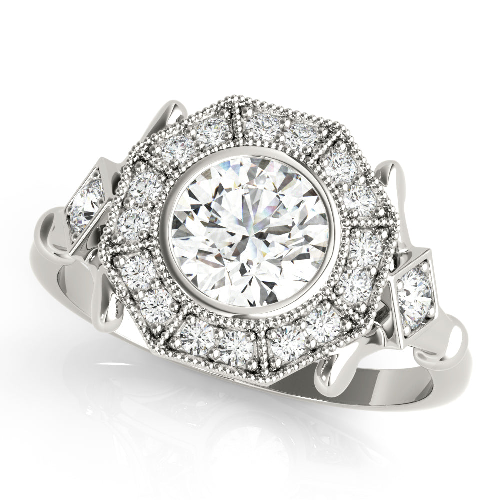 Premium Round Diamond Halo Engagement Ring