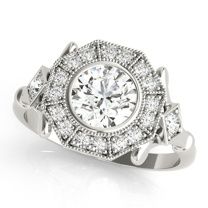 Premium Round Diamond Halo Engagement Ring