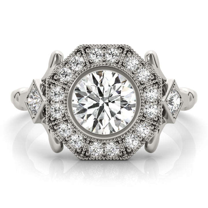 Premium Round Diamond Halo Engagement Ring