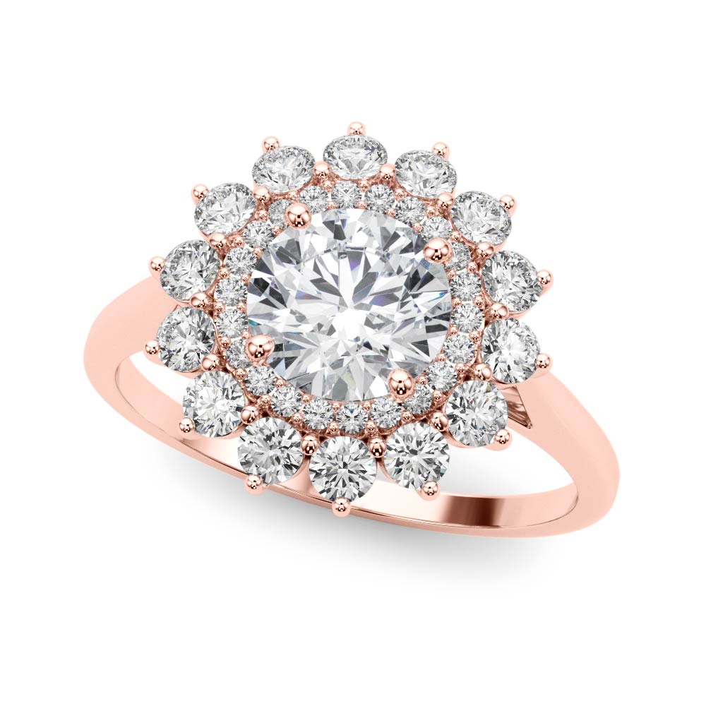 14K Rose Gold 1 ct Diamond Halo Engagement Ring