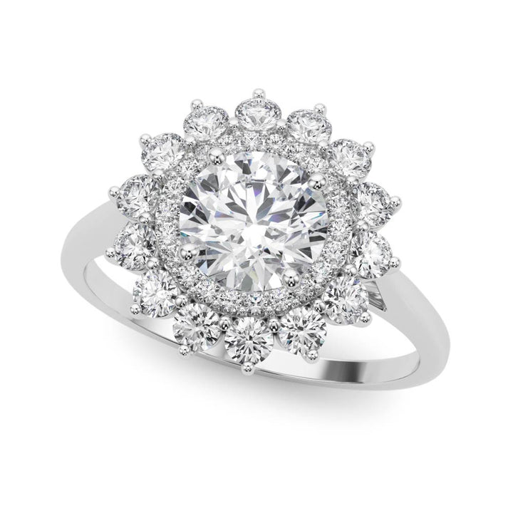Round Diamond Halo Engagement Ring in Premium Setting