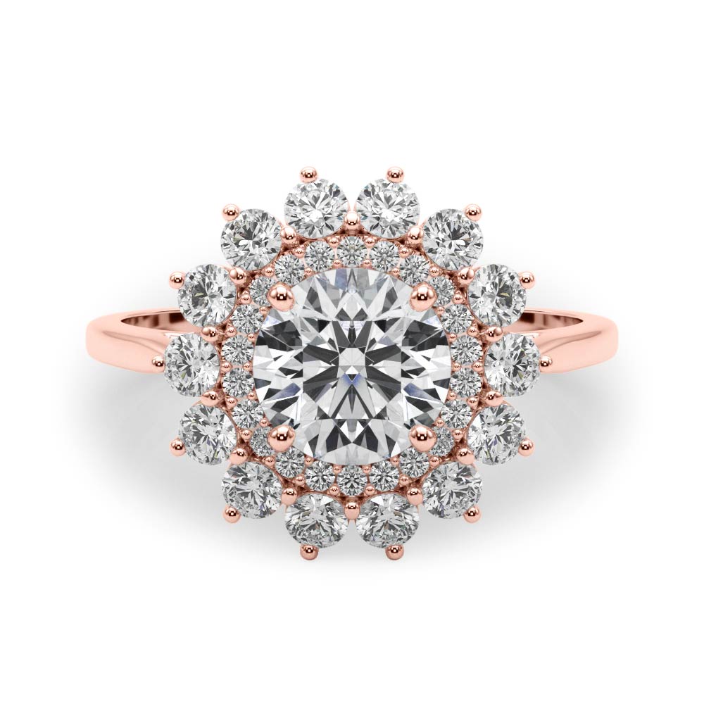 14K Rose Gold 1 ct Diamond Halo Engagement Ring