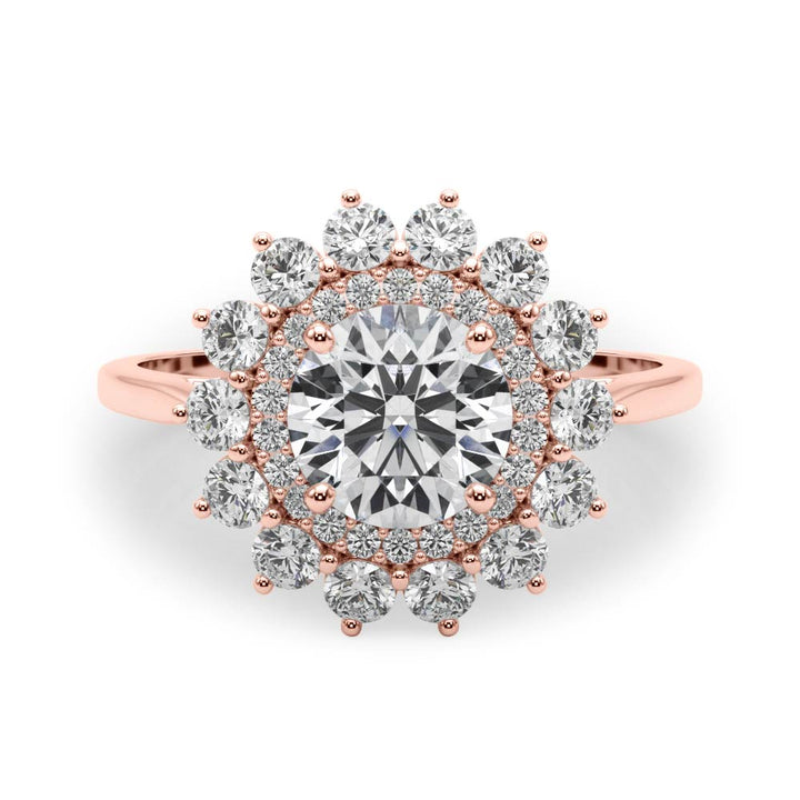 14K Rose Gold 1 ct Diamond Halo Engagement Ring