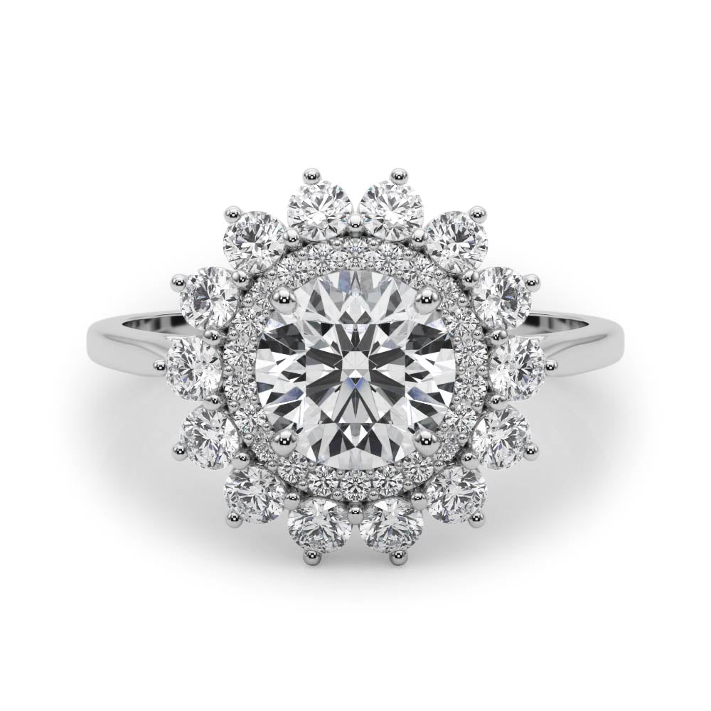 Round Diamond Halo Engagement Ring in Premium Setting
