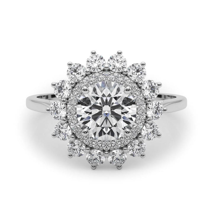 Round Diamond Halo Engagement Ring in Premium Setting