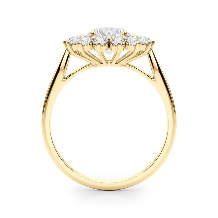 14K Yellow Gold Round Diamond Halo Engagement Ring