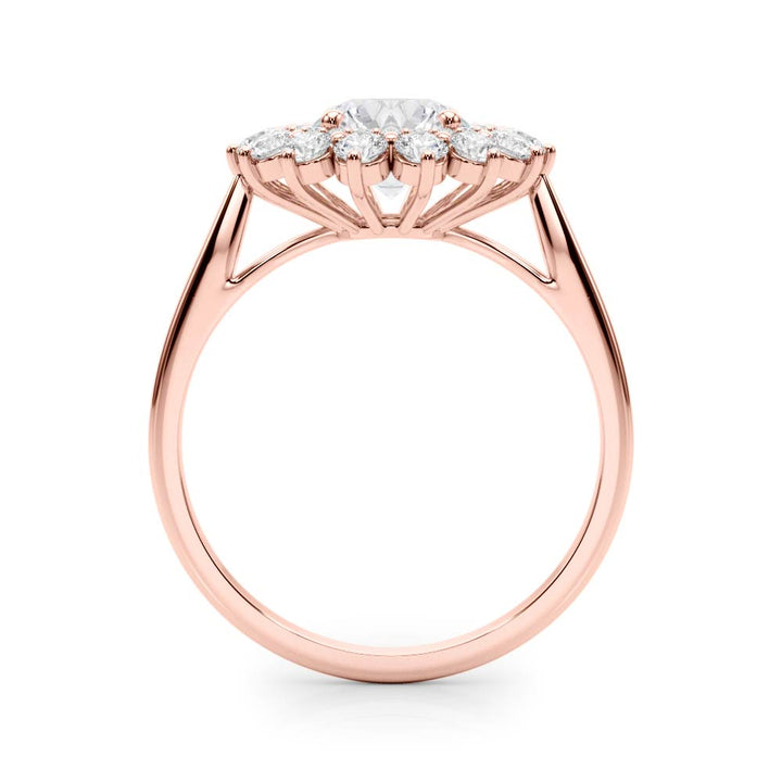 14K Rose Gold 1 ct Diamond Halo Engagement Ring