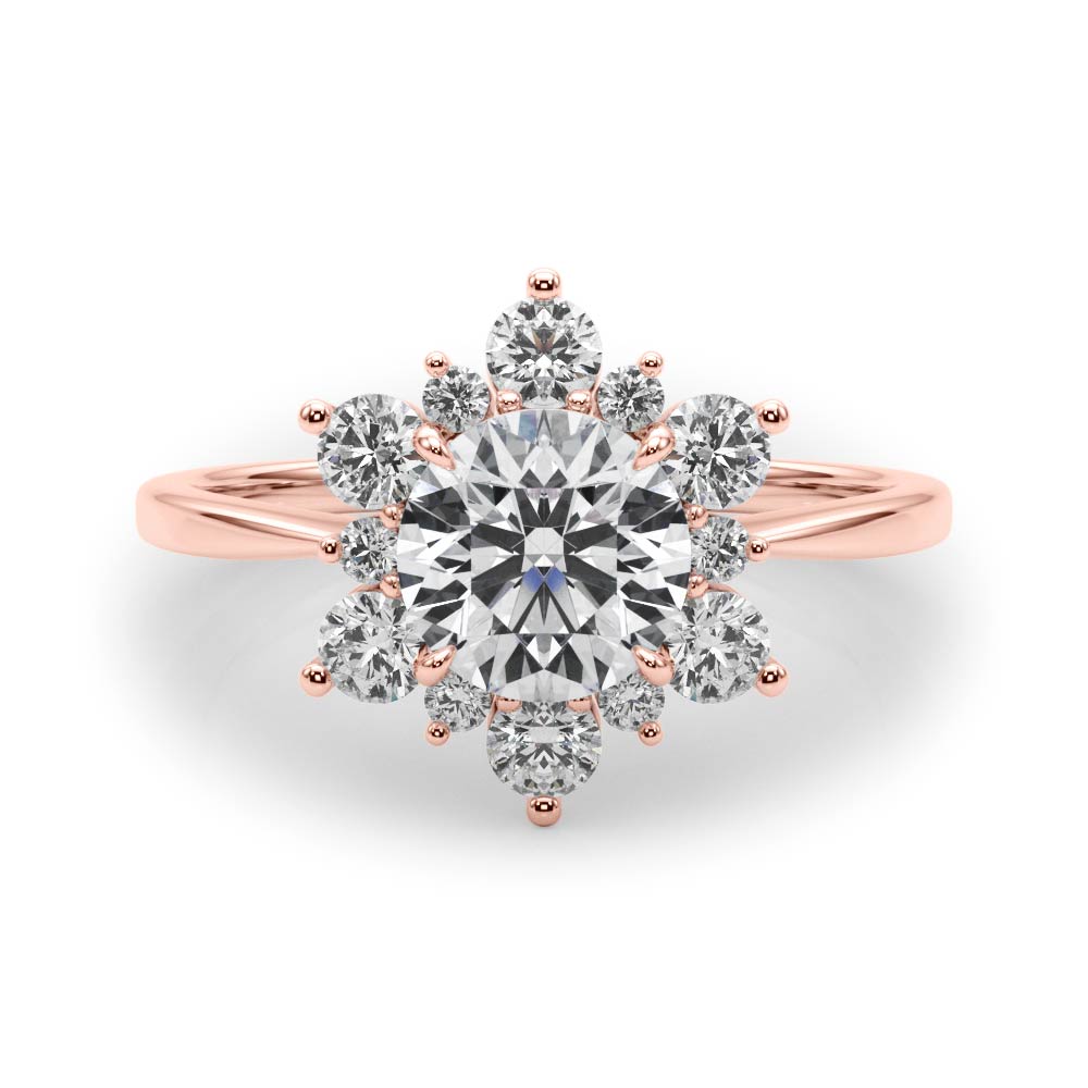 18K Rose Gold 1.5 ctw Round Diamond Halo Ring