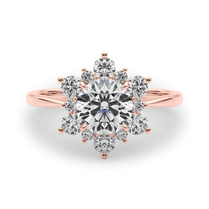 18K Rose Gold 1.5 ctw Round Diamond Halo Ring