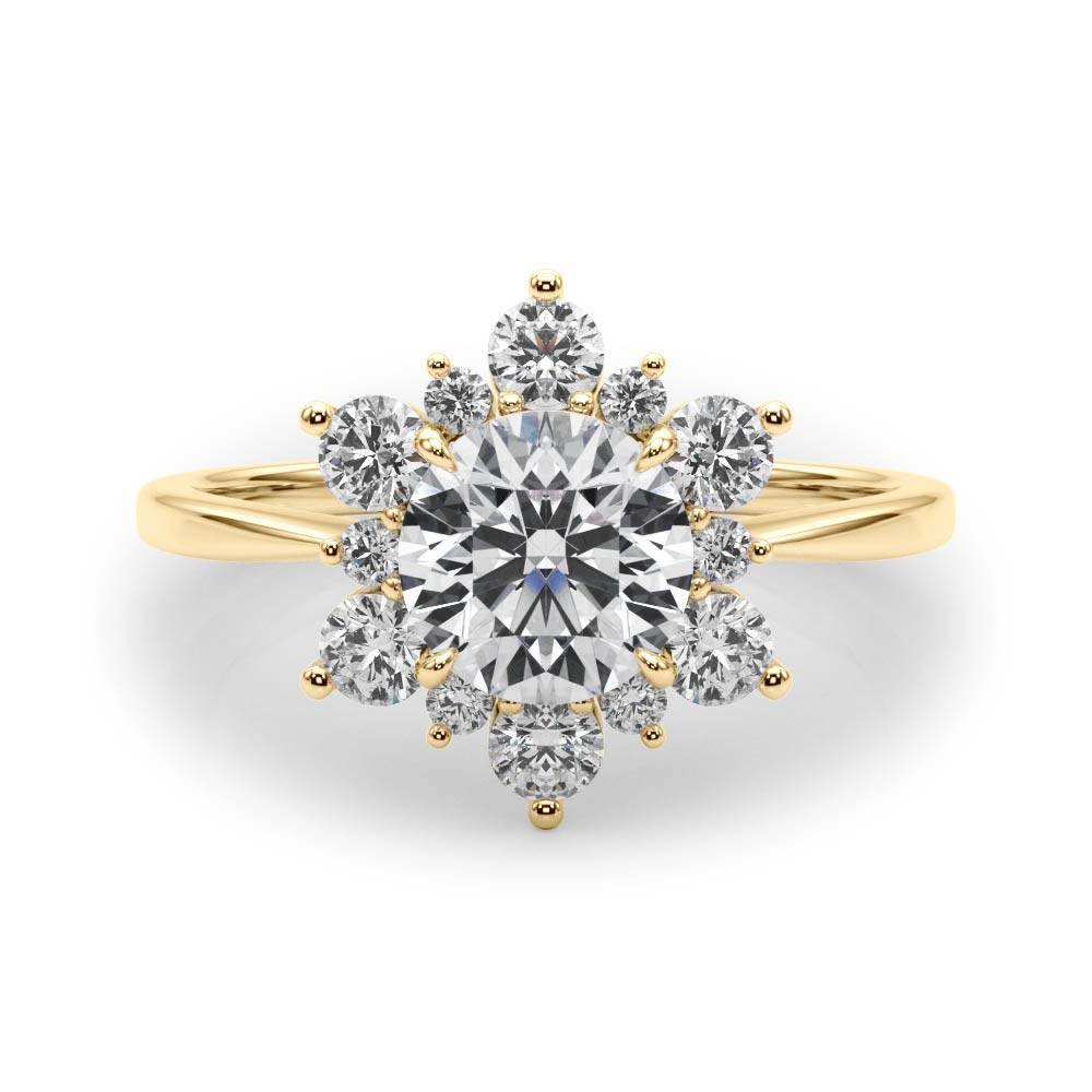 18K Yellow Gold 1 1/2 ct tw Halo Diamond Engagement Ring