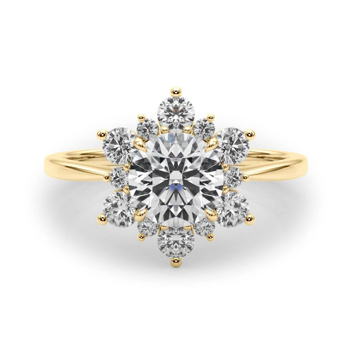 18K Yellow Gold 1 1/2 ct tw Halo Diamond Engagement Ring