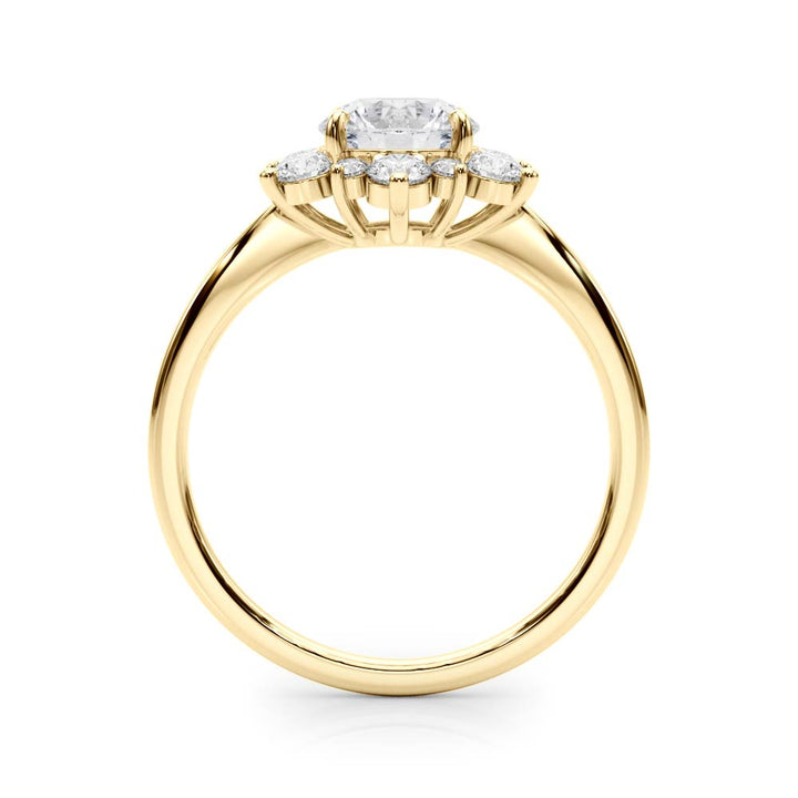18K Yellow Gold 1 1/2 ct tw Halo Diamond Engagement Ring