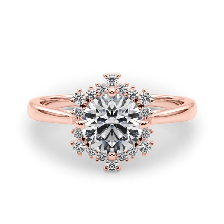18K Rose Gold 1 CT Diamond Halo Engagement Ring
