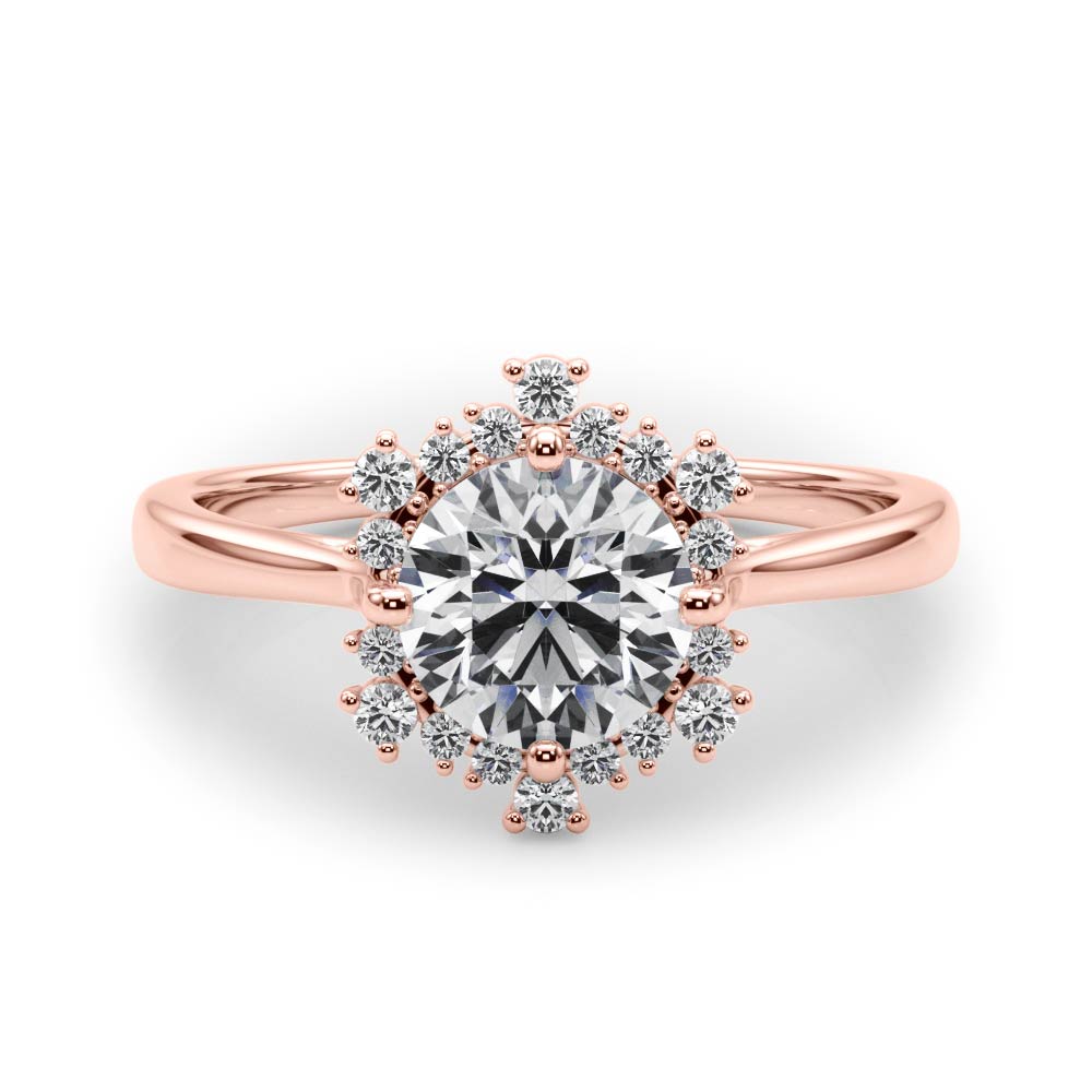 14K Rose Gold 1 1/6 ct tw Halo Diamond Engagement Ring