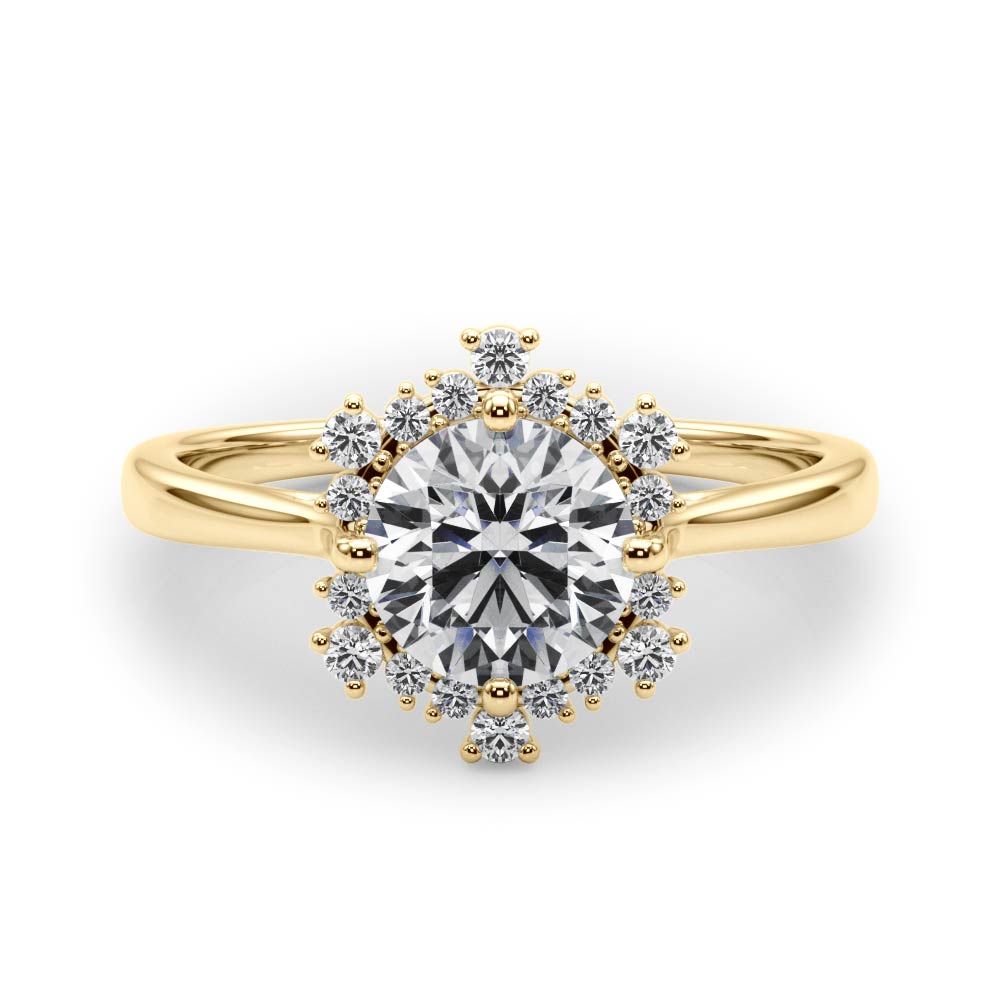 14K Yellow Gold 1 1/6 ct tw Halo Diamond Engagement Ring