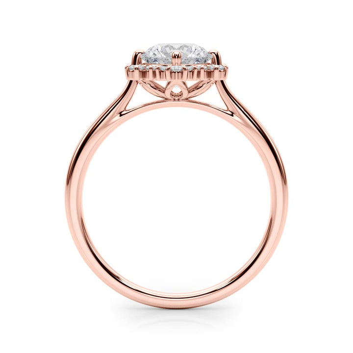 18K Rose Gold 1 CT Diamond Halo Engagement Ring