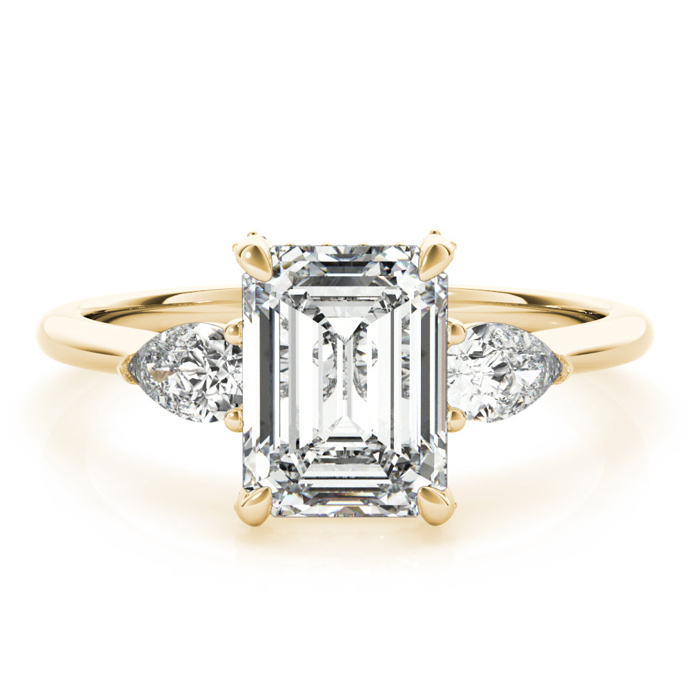 14K Yellow Gold 1 1/2 ct tw Three Stone Diamond Engagement Ring