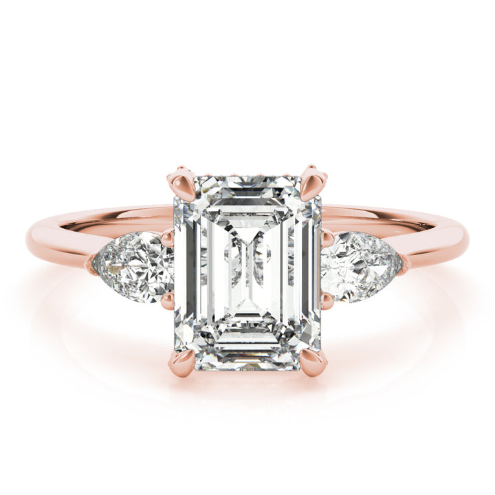 14K Rose Gold 1 1/2 ct tw Three Stone Diamond Engagement Ring
