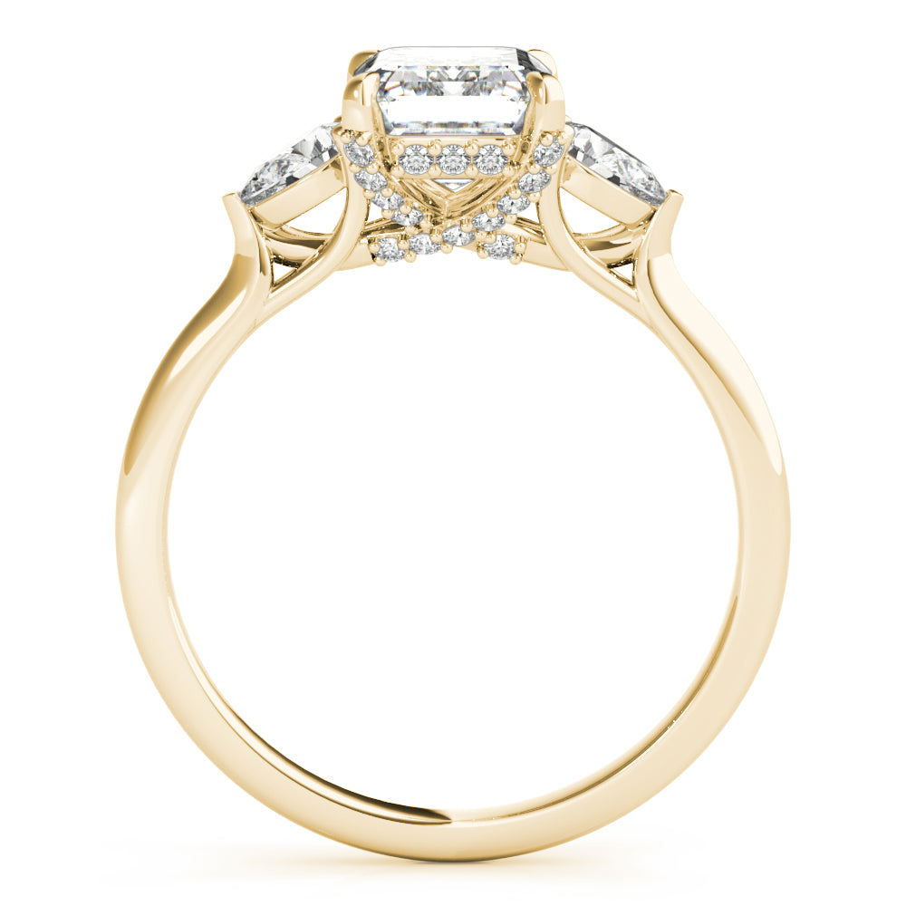 14K Yellow Gold 1 1/2 ct tw Three Stone Diamond Engagement Ring