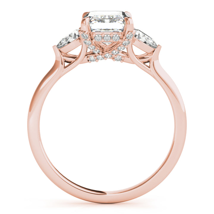 14K Rose Gold 1 1/2 ct tw Three Stone Diamond Engagement Ring