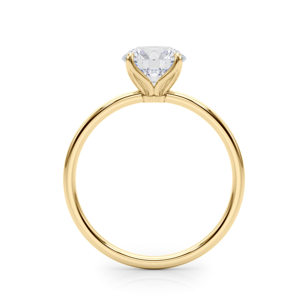 18K Yellow Gold 1 CT Round Diamond Engagement Ring