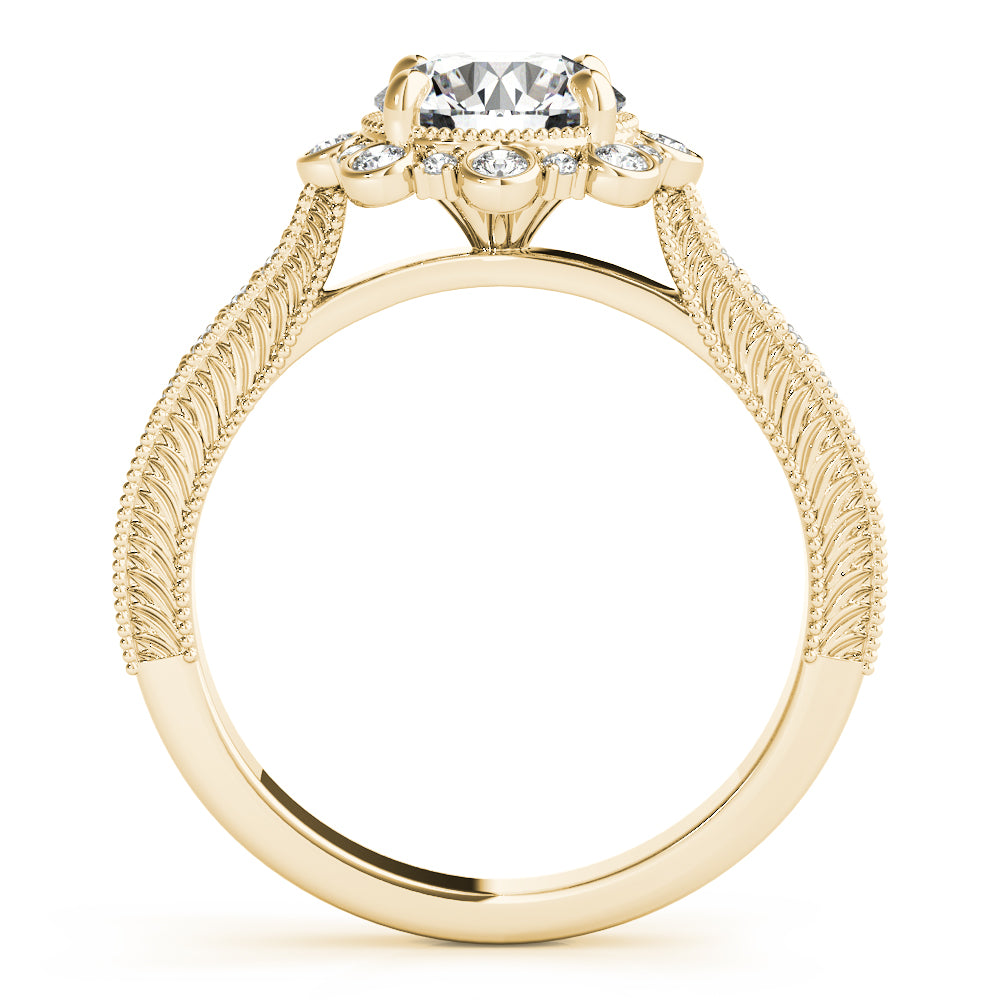 14K Yellow Gold 1 CT Diamond Halo Engagement Ring