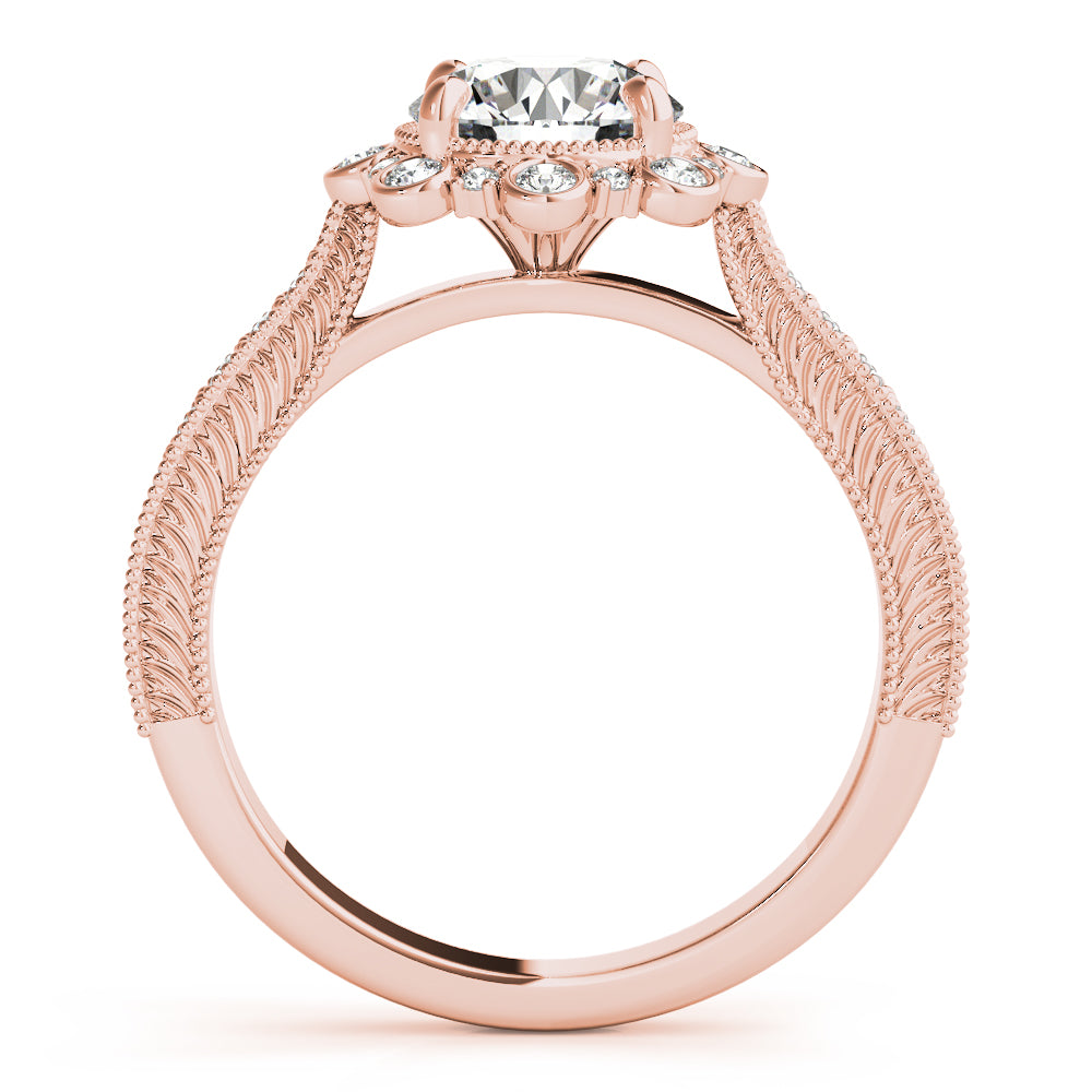 14K Rose Gold 1 ct Diamond Halo Engagement Ring