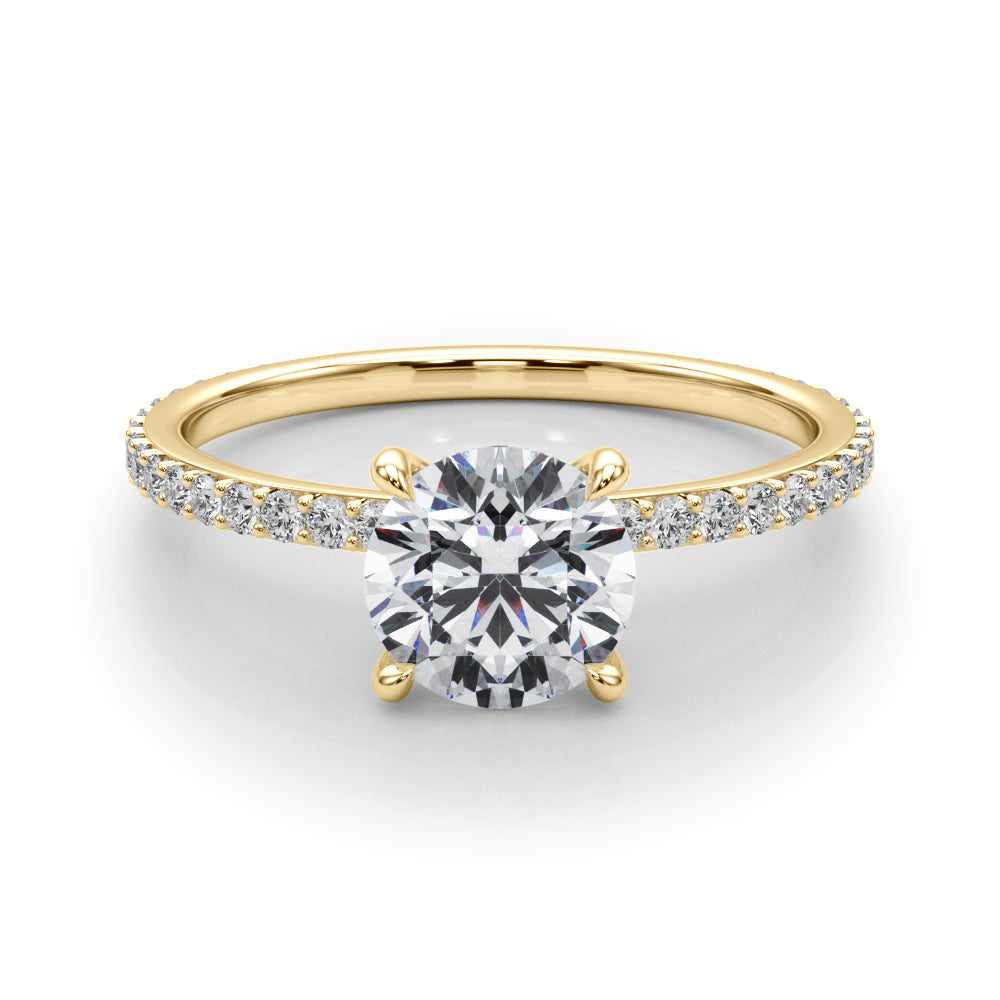 14K Yellow Gold Round Diamond Halo Engagement Ring