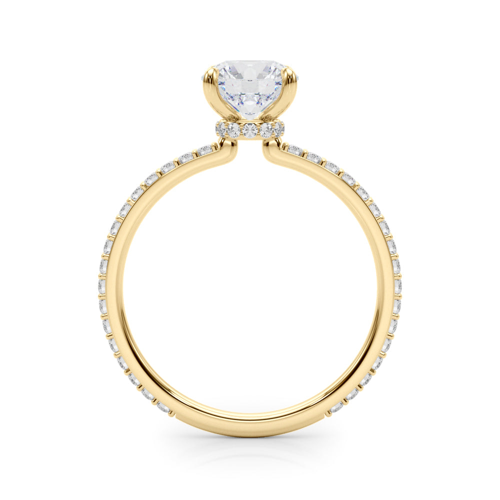 14K Yellow Gold Round Diamond Halo Engagement Ring