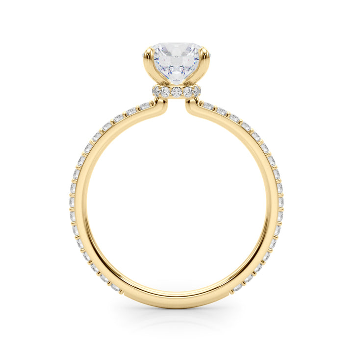 14K Yellow Gold Round Diamond Halo Engagement Ring