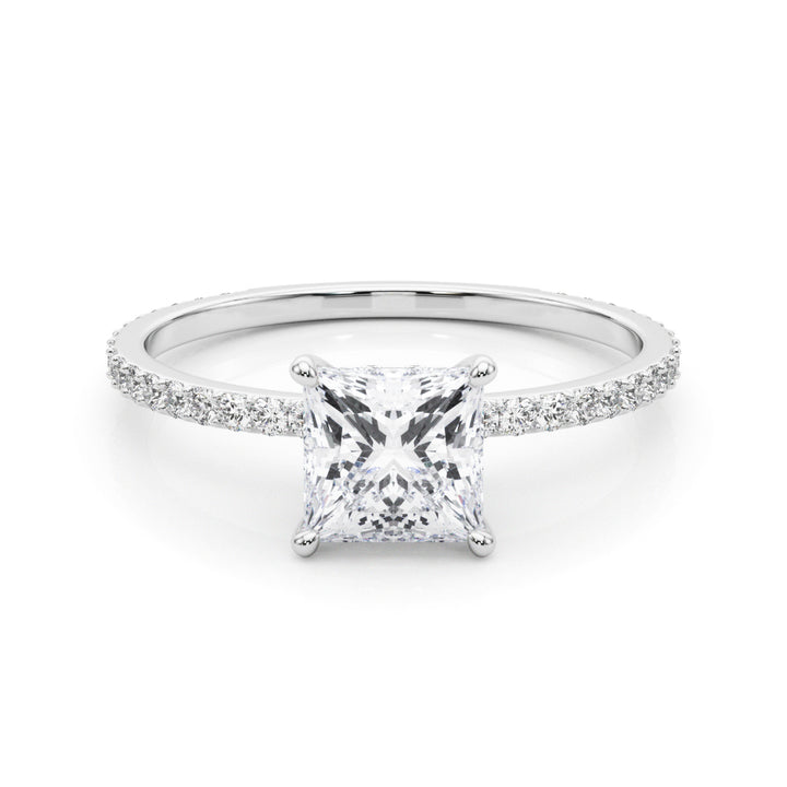 Diamond Halo Square Center Engagement Ring