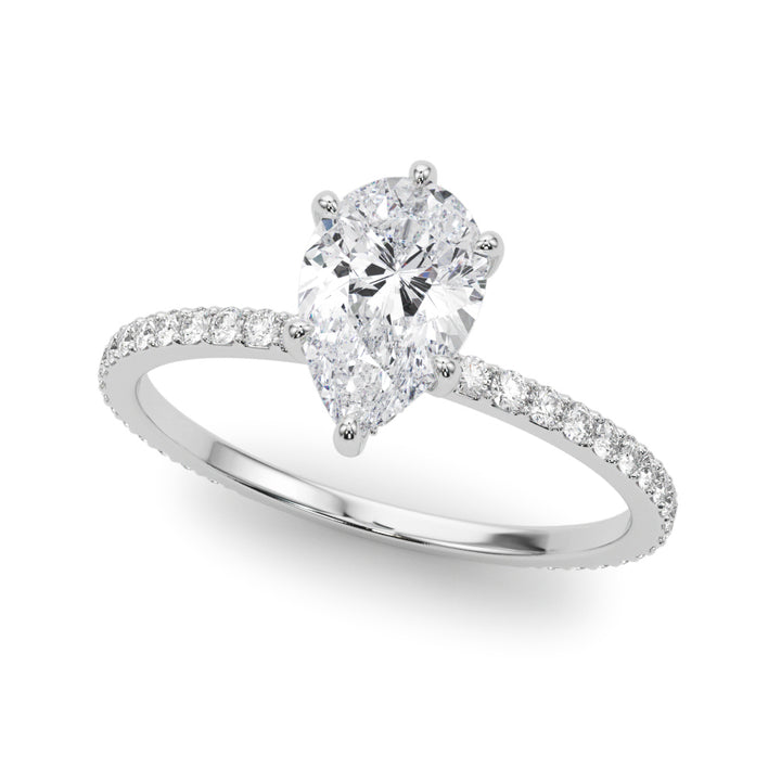 Diamond Halo Engagement Ring with Accent Stones