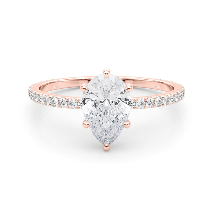18K Rose Gold Diamond Halo Engagement Ring
